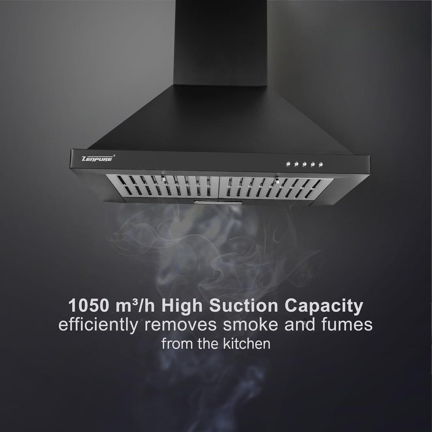 Zenpure Venus 60 Cm Filterless Kitchen Chimney, 1050 CMH Suction, Heavy Duty Motor, 5 Year Warranty On Motor + 1 Year Product Warranty,Wall Mount, Kitchen Hood.