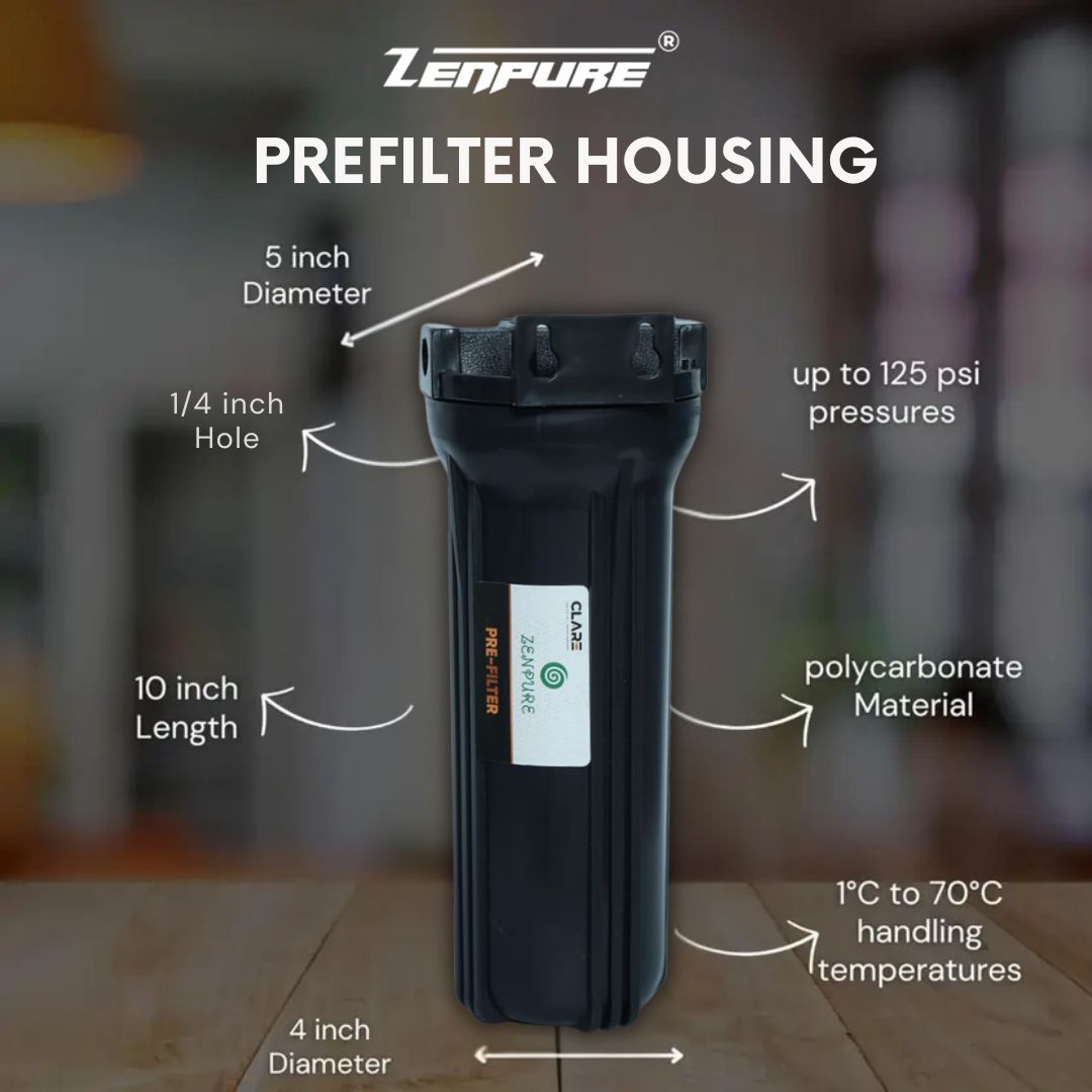 Zenpure Pre Filter Housing Kit with 2 Spun Filter Suitable for All Kind of RO/UV/UF + 1 Tap Water Purifier + 2 ON/Off Tap + Pipe