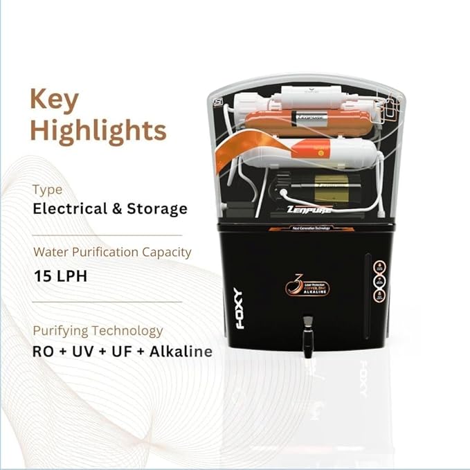 Zenpure Foxy 15 Litre RO+UV+UF+ALKALINE+TDS Adjuster Pure Copper