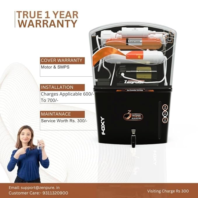 Zenpure Foxy 15 Litre RO+UV+UF+ALKALINE+TDS Adjuster Pure Copper